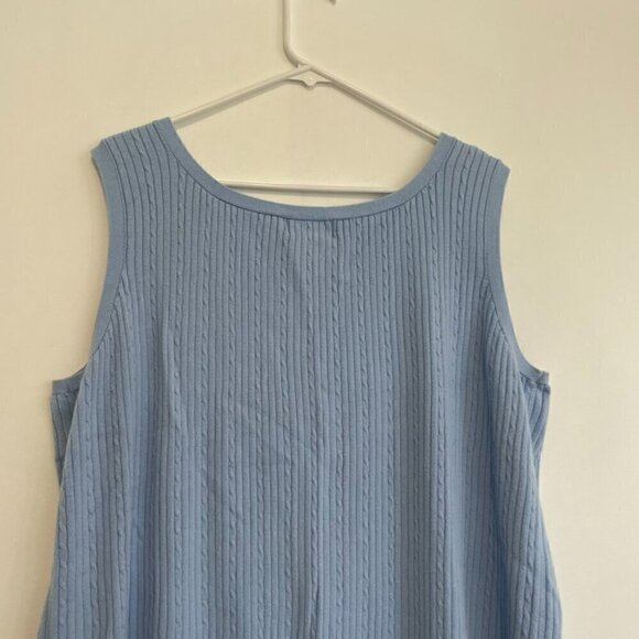 VINTAGE VTG WORTHINGTON Plus Size Light Blue Cable Knit Sleeveless Sweater Vest - Picture 7 of 8